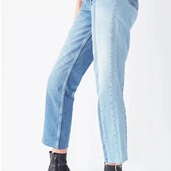 BDG Jessye Spliced Two Tone Distressed Button Fly Slim Straight Jeans 28 - Picture 3 of 15